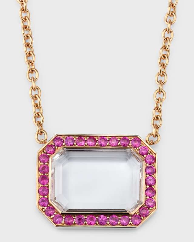 18K Rock Crystal Octagonal Pendant Necklace
